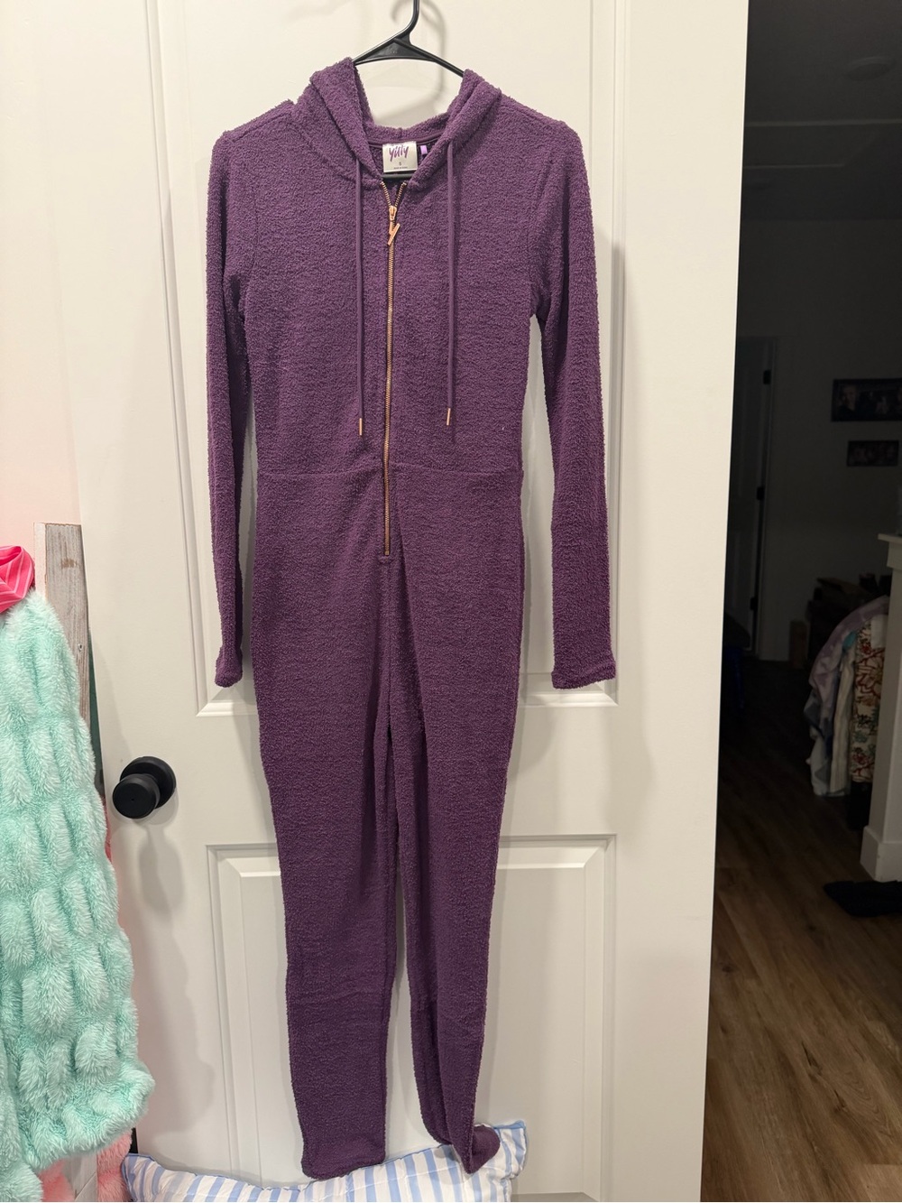 YITTY Purple Hooded Kids One-Piece Footie